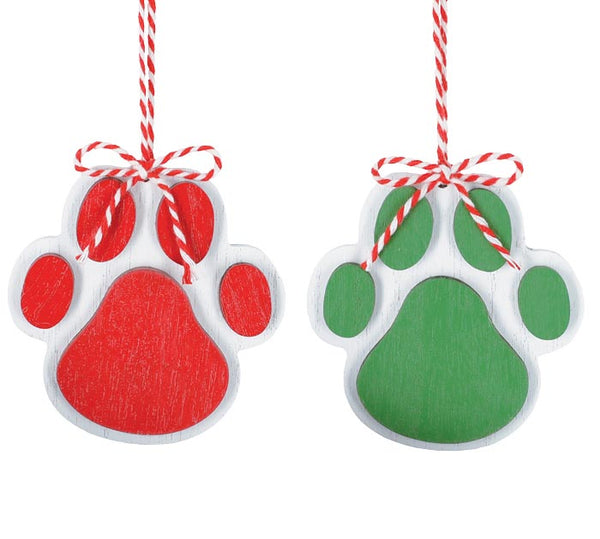 RED GREEN PAW ORNAMENT ASSORTMENT