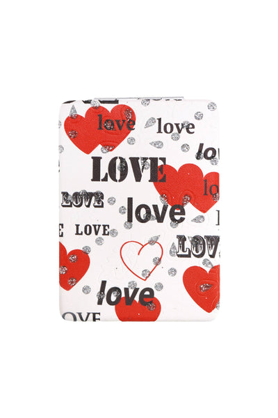 Valentine's Love Print Glitter Compact Mirror