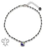 Austrian square crystal linked bead necklace, 12mm