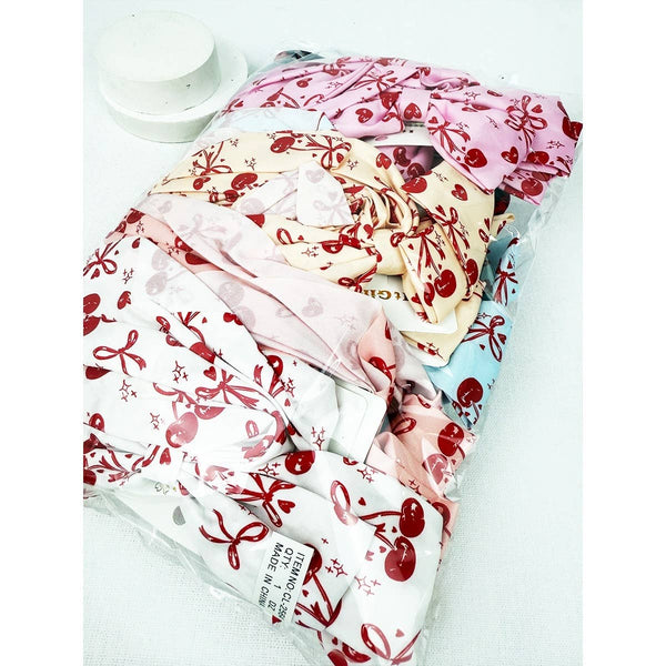 Cherry Bow Print Hair Clips