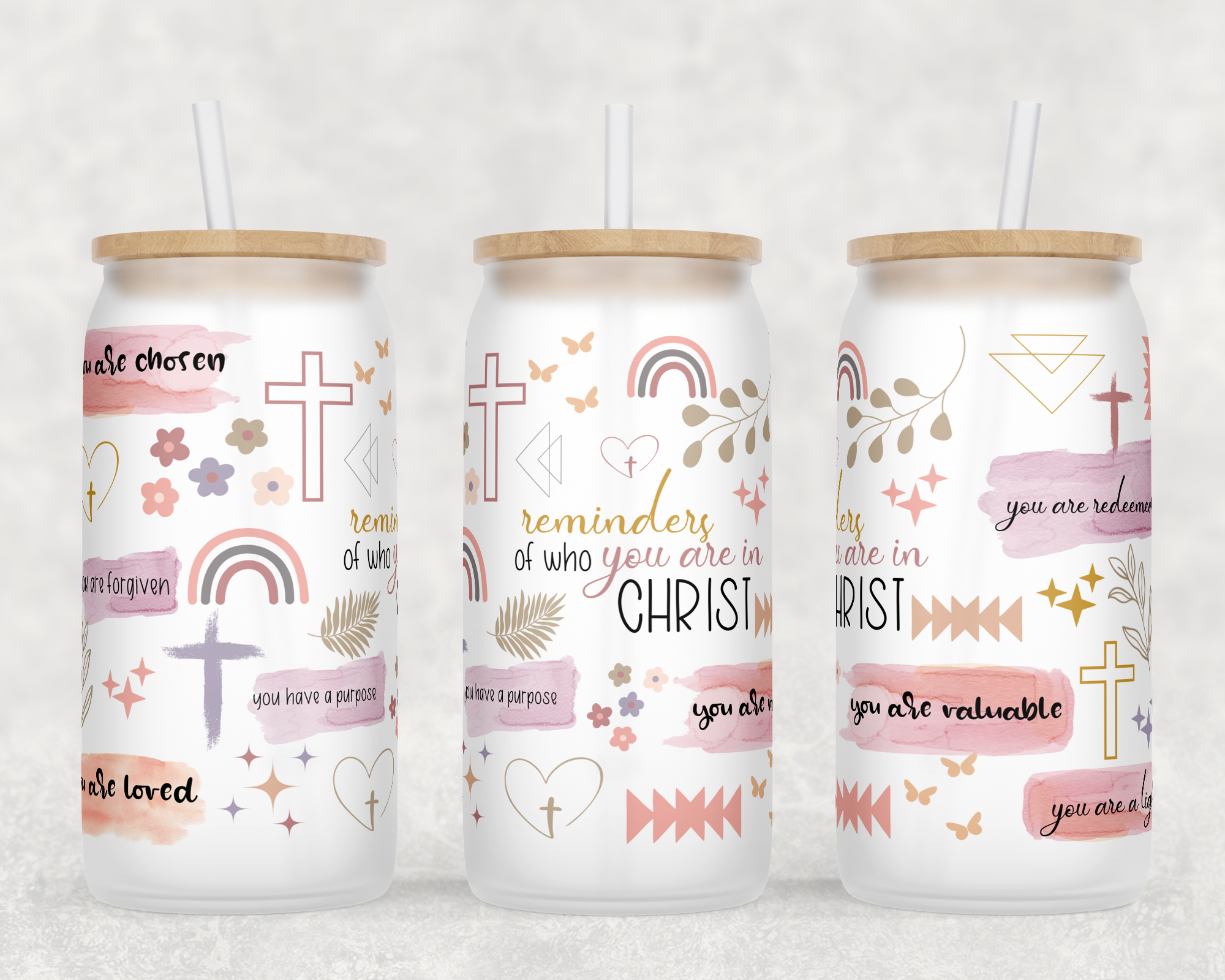 Reminders of who you are in Christ Glass Tumbler