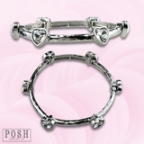 Rhinestone heart stretch bracelet