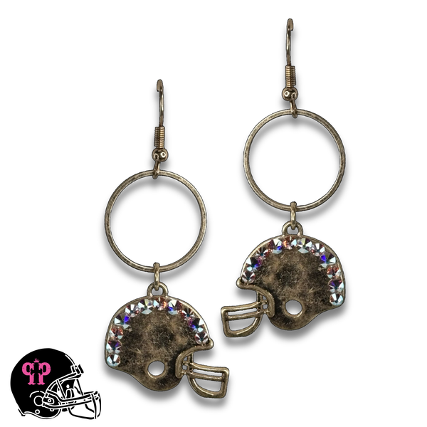 Football helmet Game Day earring with Austrian crystals