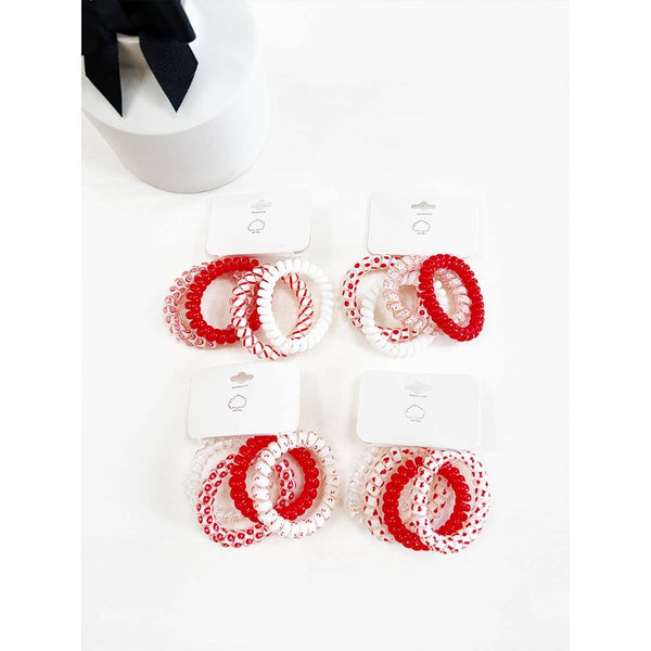 Red Color Theme mixed Spiral Hair Ties