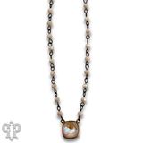 Austrian square crystal linked bead necklace, 12mm