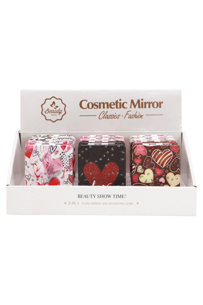 Valentine's Love Print Glitter Compact Mirror