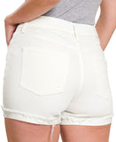Cuffed White Denim Shorts