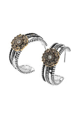 Vintage Western Intricate Floral Hoop Earrings