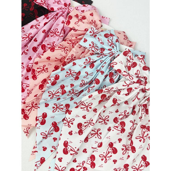 Cherry Bow Print Hair Clips