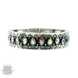 Silver and iridescent stretch western bracelet