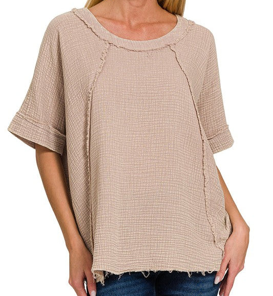 Gauze Raglan Sleeve Shirt