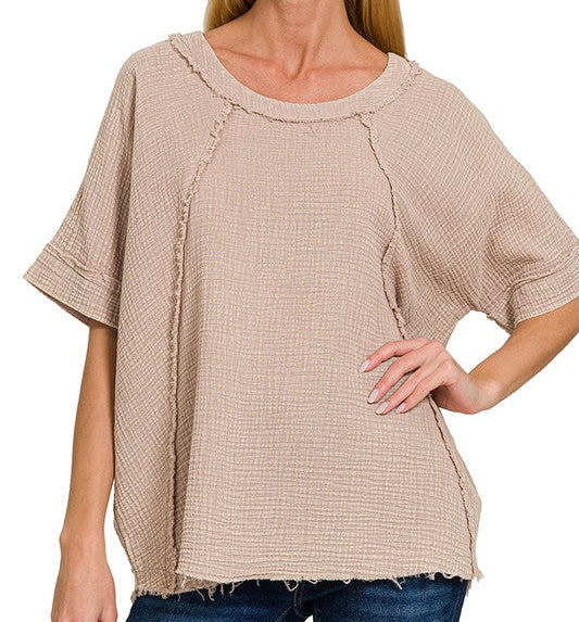 Gauze Raglan Sleeve Shirt