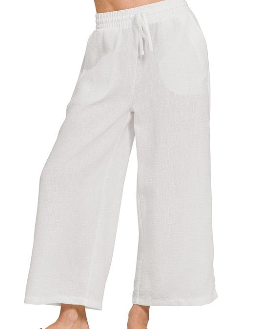 Crepe Cropped Pants