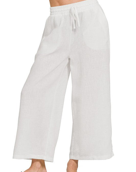 Crepe Cropped Pants