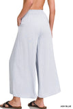 PLEATED LINEN BLEND WIDE LEG PANTS