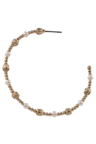 Cream Pearl Hoop Earrings
