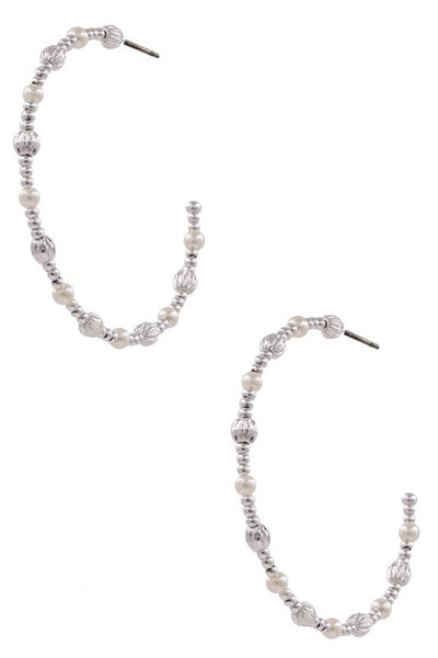 Cream Pearl Hoop Earrings
