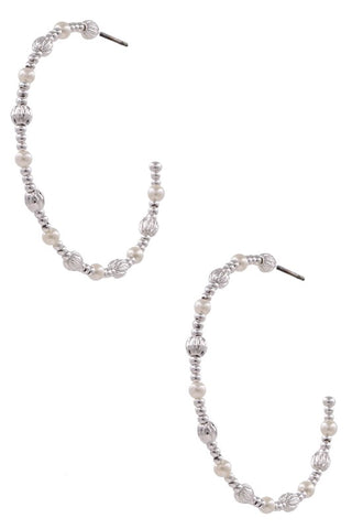 Cream Pearl Hoop Earrings