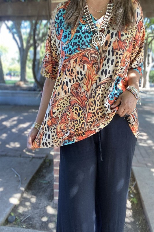 "Paisley & Leopard" Top