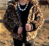 Kids Leopard Flannel Zipper Jacket