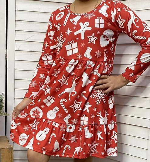 Christmas Print Dress