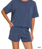 Raised Rib Short Sleeve Tee &amp; Short Pants Set