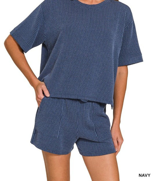 Raised Rib Short Sleeve Tee &amp; Short Pants Set
