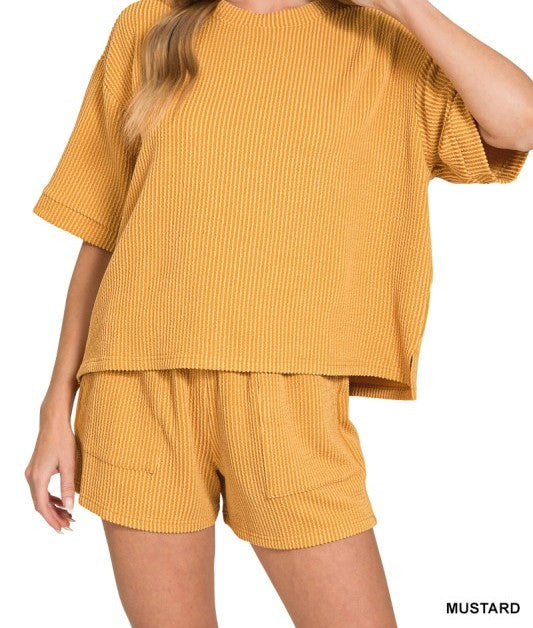 Raised Rib Short Sleeve Tee & Short Pants Set