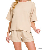 Raised Rib Short Sleeve Tee &amp; Short Pants Set