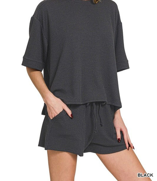 Raised Rib Short Sleeve Tee &amp; Short Pants Set