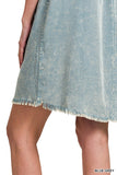 Mineral Washed Collared Shirt Dress