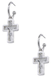 Cross Dangle Hoop Earrings