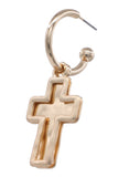 Cross Dangle Hoop Earrings