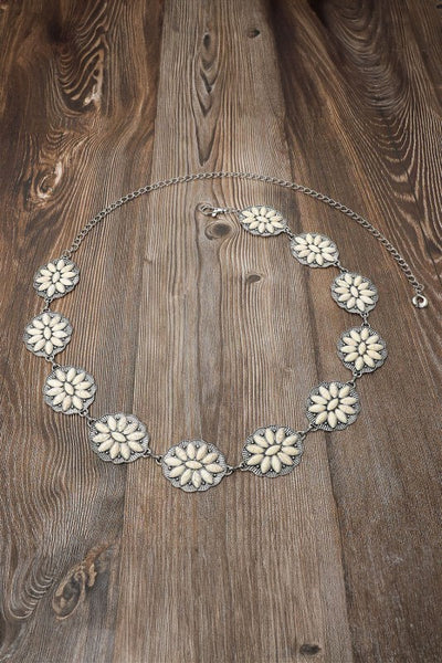 Boho Western Stone Concho Chain Belt