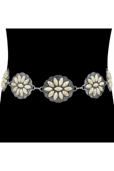 Boho Western Stone Concho Chain Belt