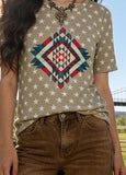 Star & Aztec Print W/short Sleeves