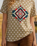 Star & Aztec Print W/short Sleeves