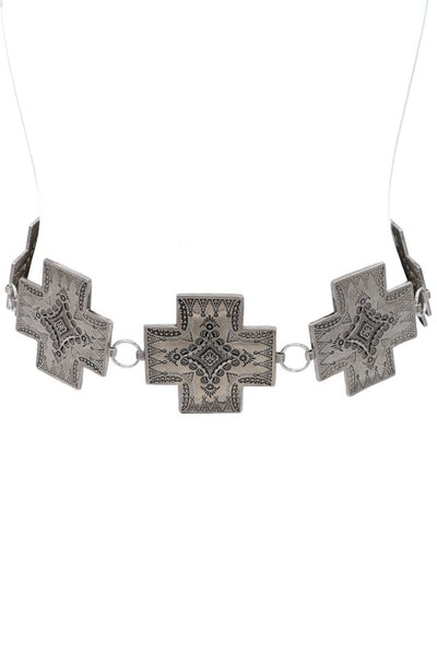 Boho Embossed Cross Chain Belt