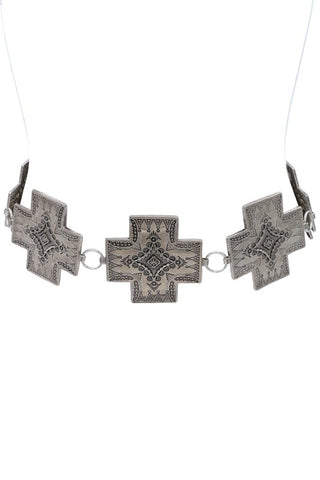 Boho Embossed Cross Chain Belt