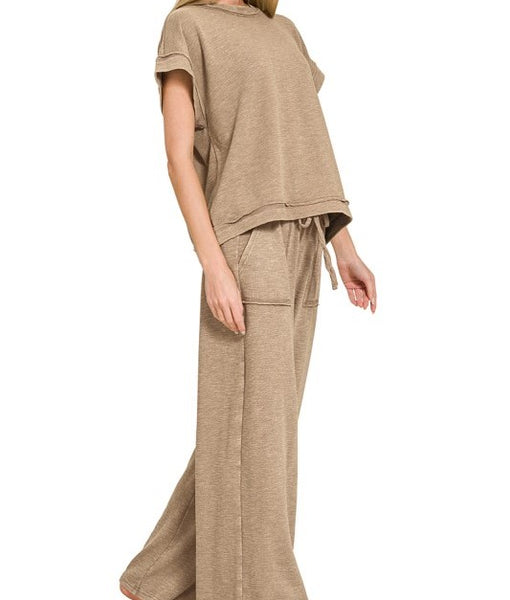 Slub Short Sleeve Tee & Long Pants Set