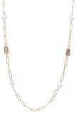 Textured Necklace With Pearl & Stone Accents