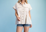 Linen Peplum Blouse