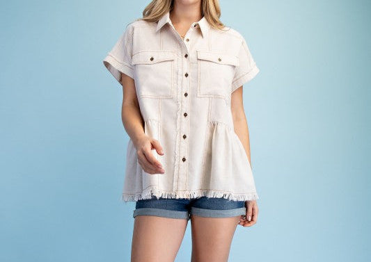 Linen Peplum Blouse