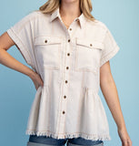 Linen Peplum Blouse