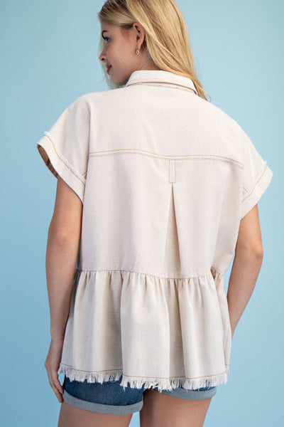 Linen Peplum Blouse