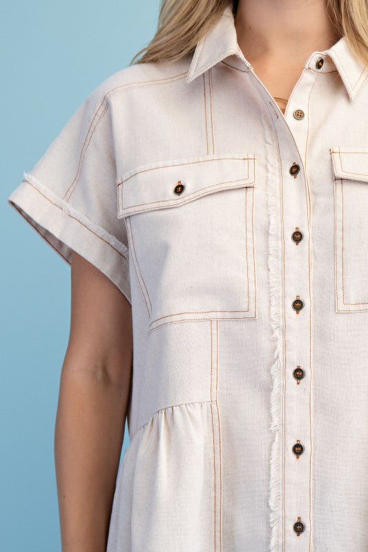 Linen Peplum Blouse