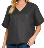 "The L" V Neck Linen Top