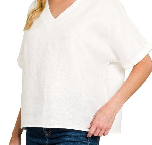 "The L" V Neck Linen Top