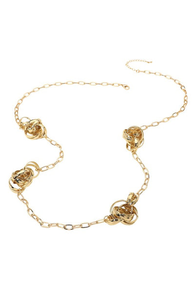 Abstract Metal Ball Station Paperclip Chain Long Necklace