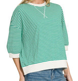 Striped Rib Banded Pullover